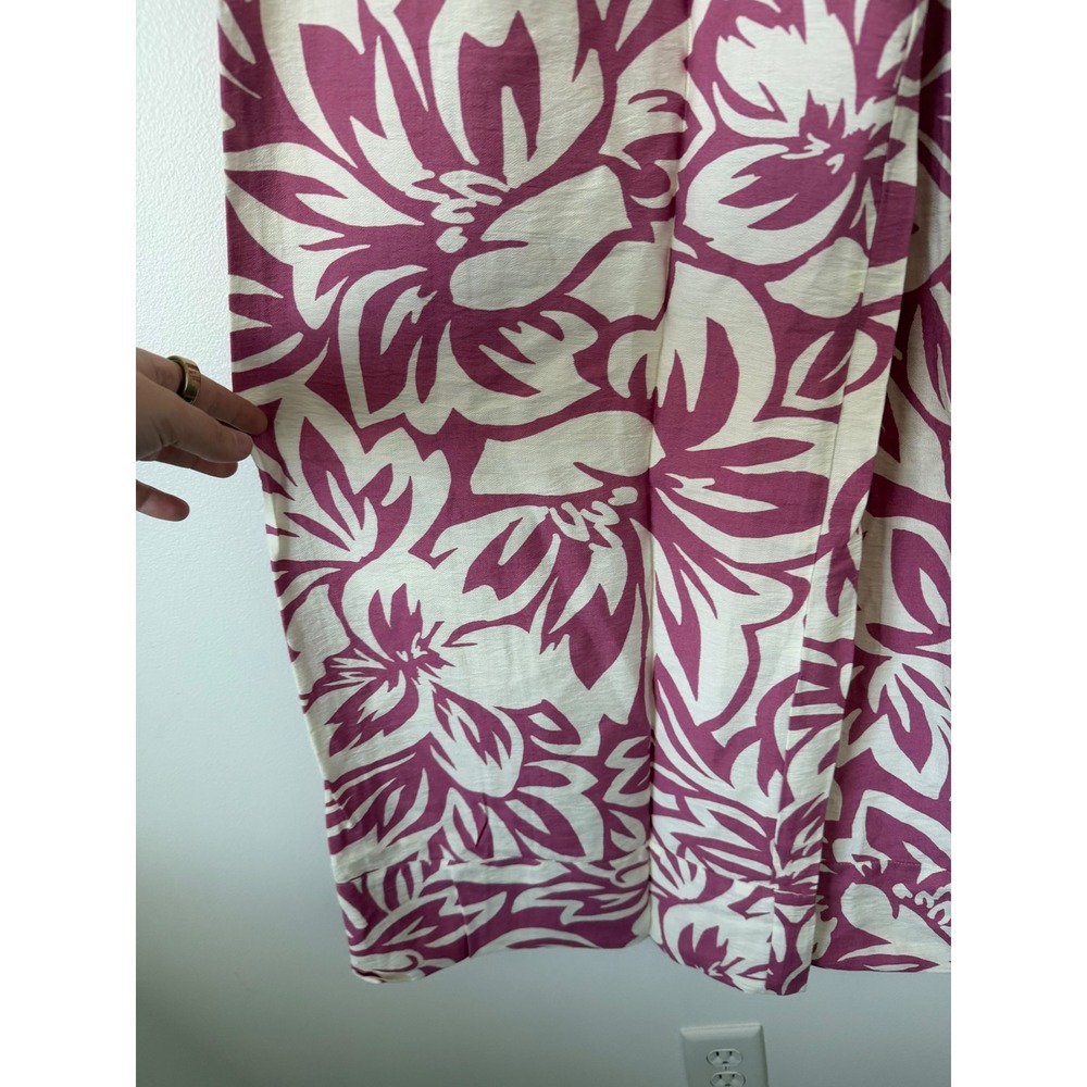G & D Women's Wide-Leg Floral Pants – Pink & White – Size Large - Picture 6 of 6